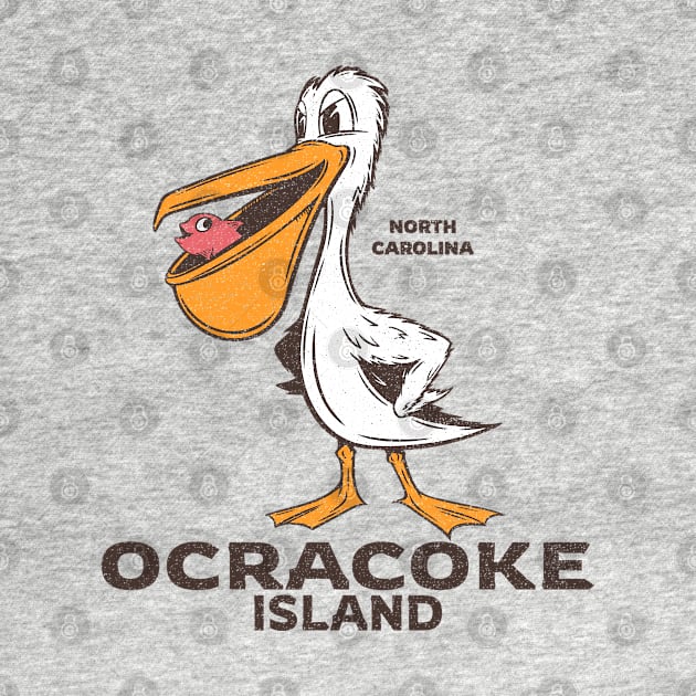 Ocracoke Island, NC Summertime Vacationing Pelican & Fish by Contentarama